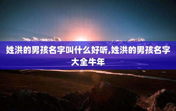 姓洪的男孩名字叫什么好听,姓洪的男孩名字大全牛年