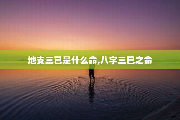 地支三已是什么命,八字三巳之命