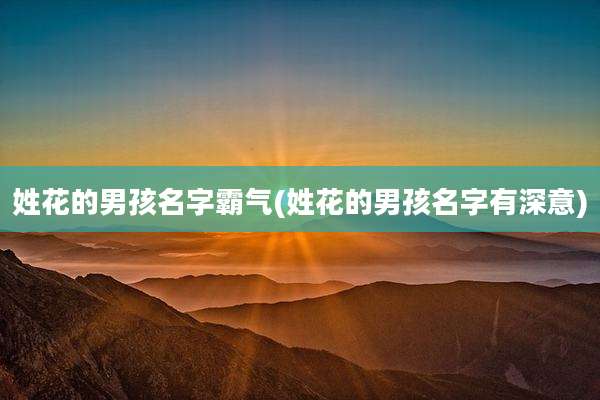 姓花的男孩名字霸气(姓花的男孩名字有深意)