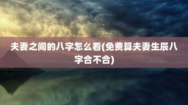 夫妻之间的八字怎么看(免费算夫妻生辰八字合不合)