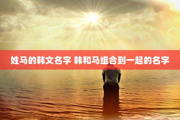 姓马的韩文名字 韩和马组合到一起的名字