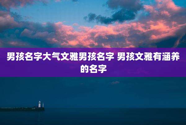 男孩名字大气文雅男孩名字 男孩文雅有涵养的名字