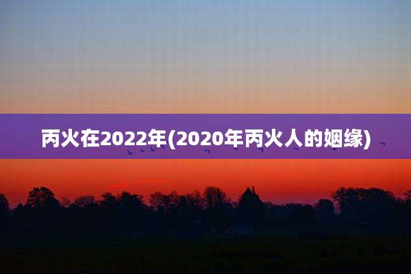 丙火在2022年(2020年丙火人的姻缘)