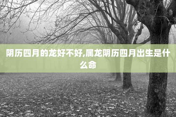 阴历四月的龙好不好,属龙阴历四月出生是什么命