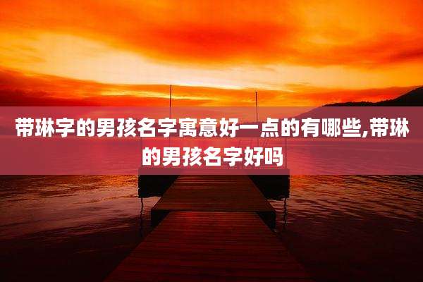 带琳字的男孩名字寓意好一点的有哪些,带琳的男孩名字好吗