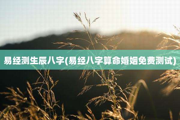 易经测生辰八字(易经八字算命婚姻免费测试)
