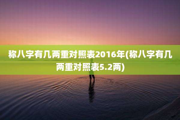 称八字有几两重对照表2016年(称八字有几两重对照表5.2两)