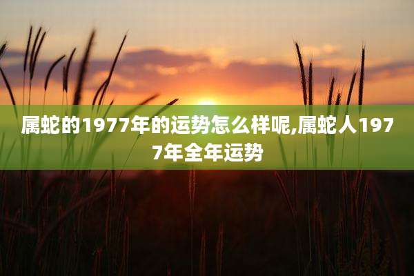 属蛇的1977年的运势怎么样呢,属蛇人1977年全年运势