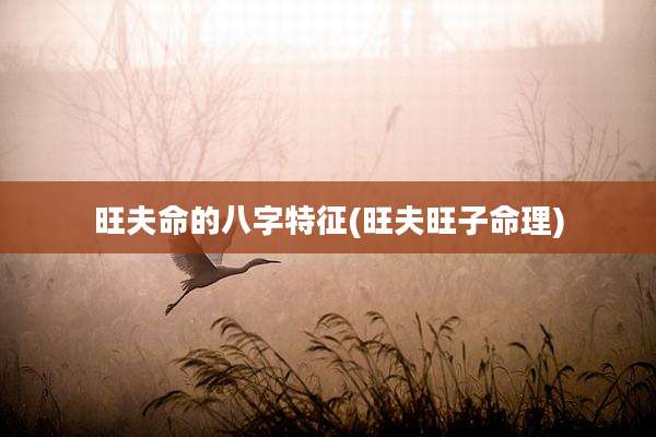 旺夫命的八字特征(旺夫旺子命理)