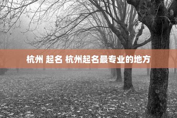 杭州 起名 杭州起名最专业的地方