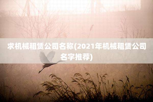 求机械租赁公司名称(2021年机械租赁公司名字推荐)