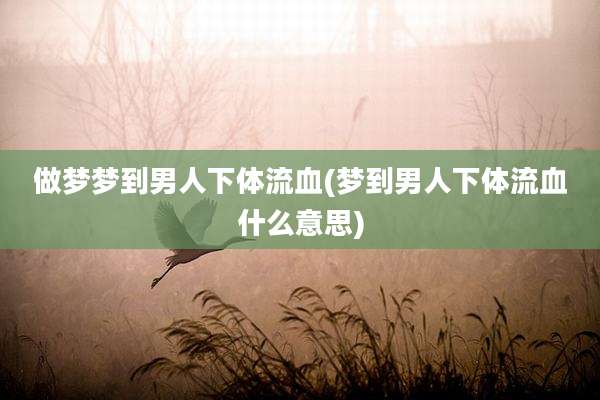 做梦梦到男人***流血(梦到男人***流血什么意思)