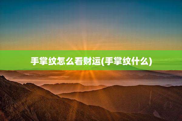 手掌纹怎么看财运(手掌纹什么)