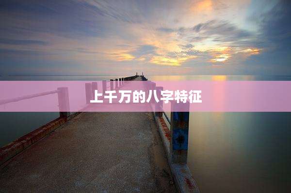 上千万的八字特征