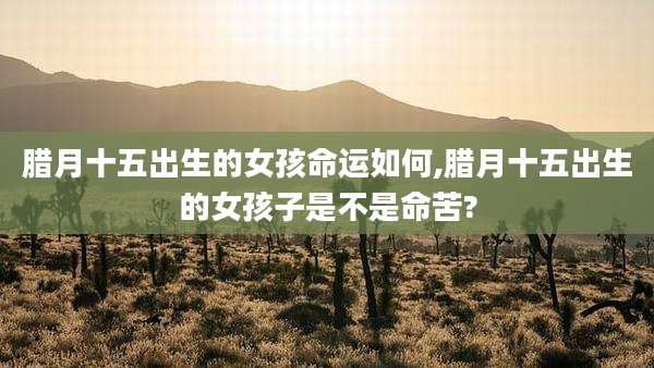 腊月十五出生的女孩命运如何,腊月十五出生的女孩子是不是命苦?