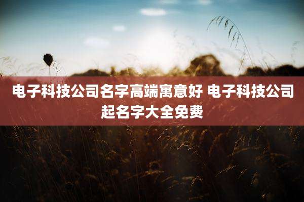 电子科技公司名字高端寓意好 电子科技公司起名字大全免费