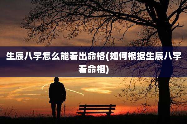 生辰八字怎么能看出命格(如何根据生辰八字看命相)