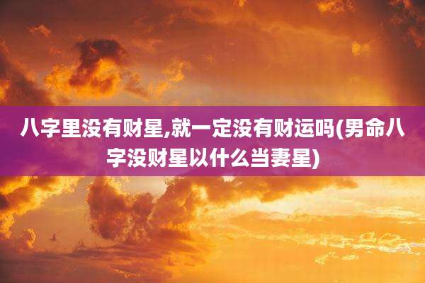 八字里没有财星,就一定没有财运吗(男命八字没财星以什么当妻星)