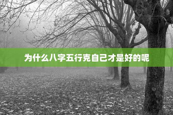 为什么八字五行克自己才是好的呢