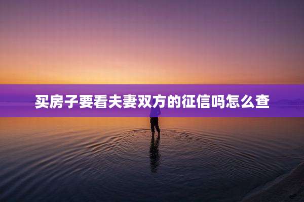买房子要看夫妻双方的征信吗怎么查