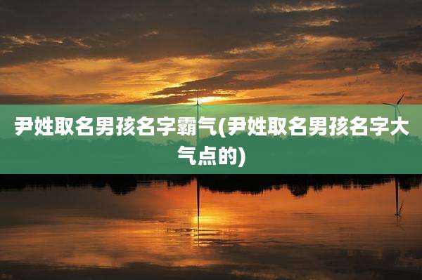 尹姓取名男孩名字霸气(尹姓取名男孩名字大气点的)