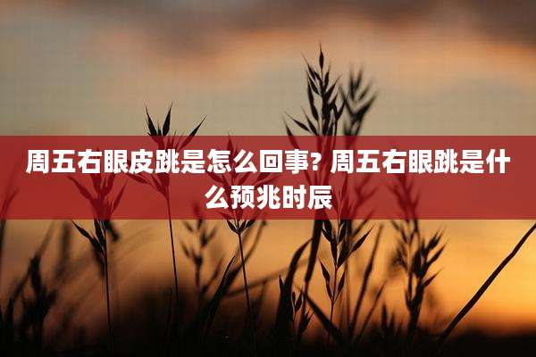 周五右眼皮跳是怎么回事? 周五右眼跳是什么预兆时辰