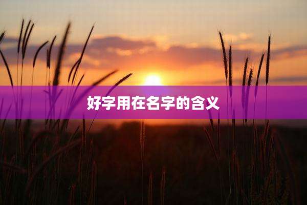好字用在名字的含义