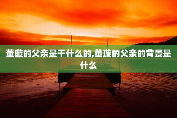 董璇的父亲是干什么的,董璇的父亲的背景是什么