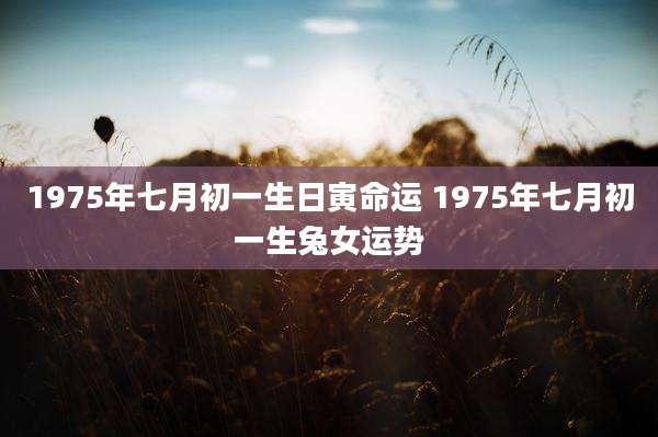 1975年七月初一生日寅命运 1975年七月初一生兔女运势