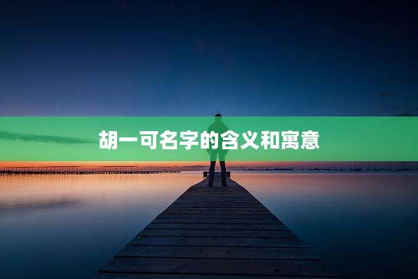 胡一可名字的含义和寓意