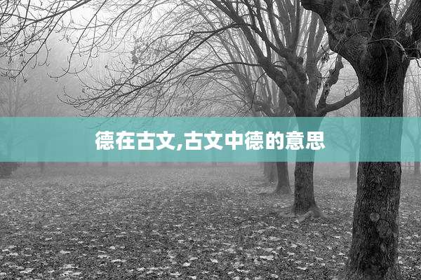 德在古文,古文中德的意思