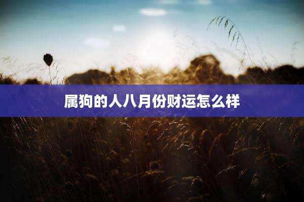 属狗的人八月份财运怎么样