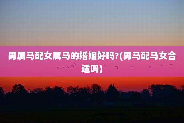 男属马配女属马的婚姻好吗?(男马配马女合适吗)
