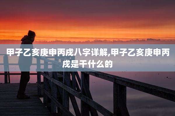 甲子乙亥庚申丙戌八字详解,甲子乙亥庚申丙戌是干什么的