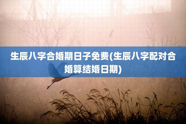 生辰八字合婚期日子免费(生辰八字配对合婚算结婚日期)
