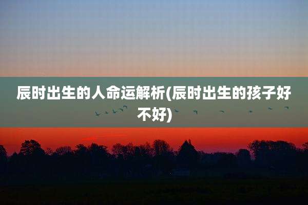 辰时出生的人命运解析(辰时出生的孩子好不好)