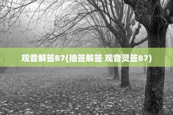 观音解签87(抽签解签 观音灵签87)