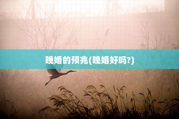 晚婚的预兆(晚婚好吗?)