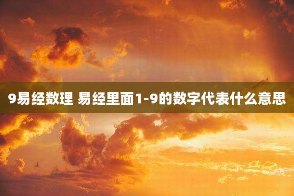 9易经数理 易经里面1-9的数字代表什么意思