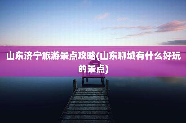 山东济宁旅游景点攻略(山东聊城有什么好玩的景点)