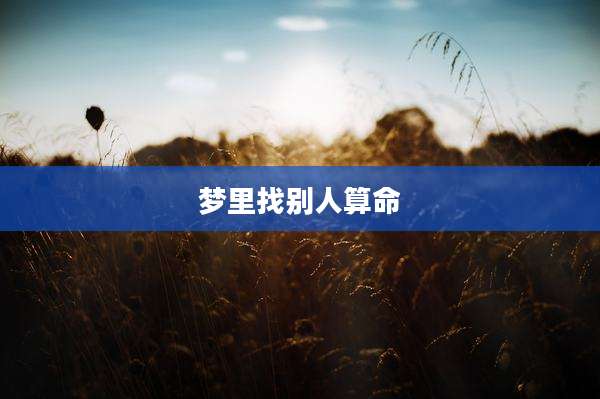 梦里找别人算命