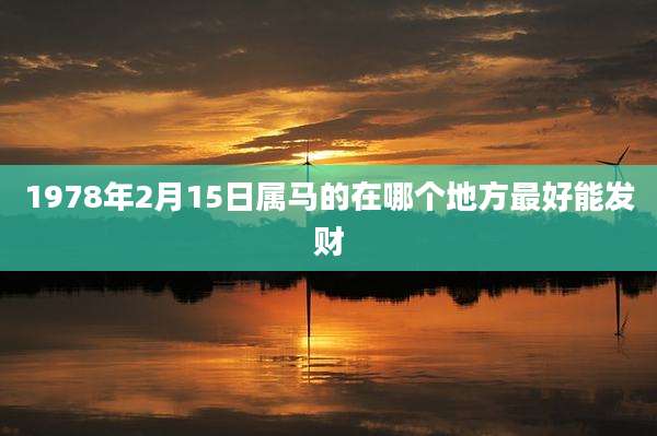 1978年2月15日属马的在哪个地方最好能发财