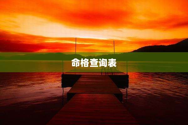 命格查询表