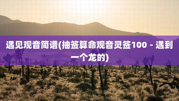 遇见观音简谱(抽签算命观音灵签100 - 遇到一个龙的)