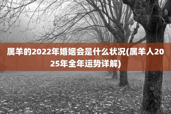 属羊的2022年婚姻会是什么状况(属羊人2025年全年运势详解)
