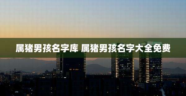 属猪男孩名字库 属猪男孩名字大全免费