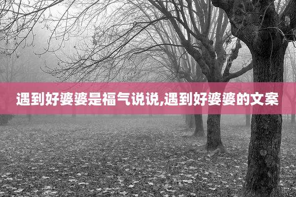 遇到好婆婆是福气说说,遇到好婆婆的文案