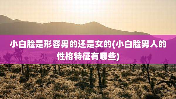 小白脸是形容男的还是女的(小白脸男人的性格特征有哪些)