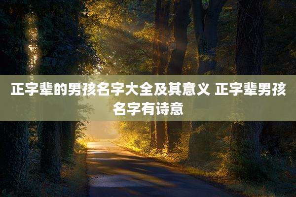 正字辈的男孩名字大全及其意义 正字辈男孩名字有诗意