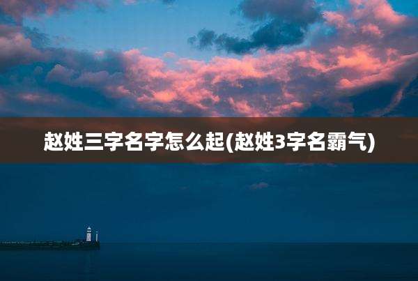 赵姓三字名字怎么起(赵姓3字名霸气)